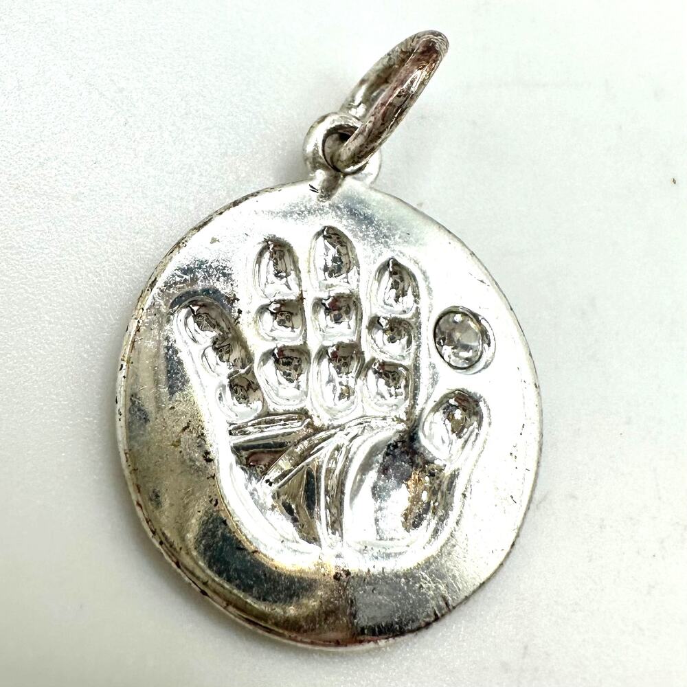 Thailand 925 sterling silver January birthstone handprint charm pendant